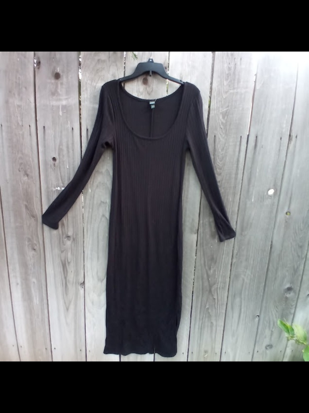 Wild Fable Pencil Maxi Dress XL Black Pullover Stretch Long Sleeves Slit New